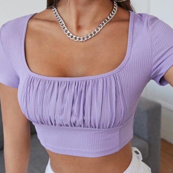 SHEIN Tops - SHEIN Ruched Bust Crop Tee